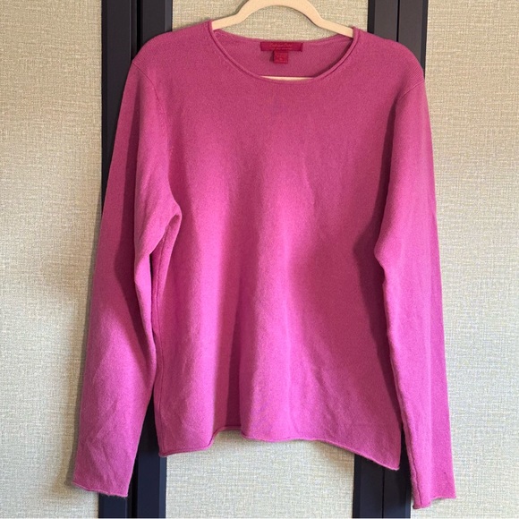 Cashmere Cache Sweaters - Pink Crew Neck Sweater